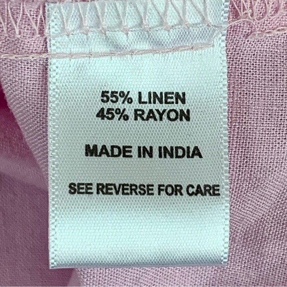 Coral Bay Linen Blend Top Womens Large Pink 3/4 Sleeves Snap Front Casual Preppy - Picture 6 of 11